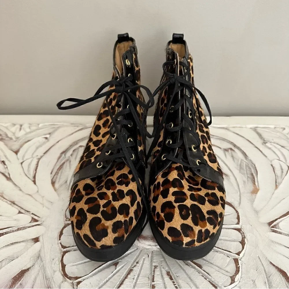 Ukies Alberta leopard Print Calf Hair shoes size 7.5